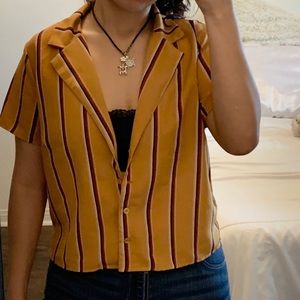 Forever 21 striped button down crop top